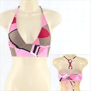 BEBE Bikini Swim Top with Metal Ring Accent Back